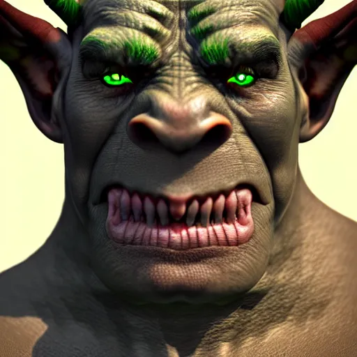 Image similar to a photorealistic portrait shot of a fantasy orc