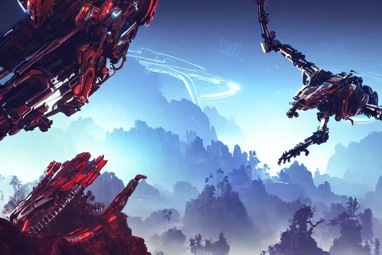 Image similar to strider machine mecanical creature robot of horizon forbidden west horizon zero dawn bioluminiscence global illumination ray tracing hdr fanart arstation by ian pesty and alena aenami artworks in 4 k