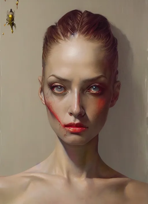 Image similar to a hyper realistic painting of a beautiful woman in a luxurious apartment, gorgeous lighting, painting by chiara bautista and beksinski and norman rockwell and greg rutkowski weta studio, and lucasfilm