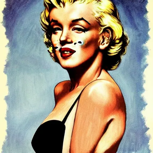 Prompt: marilyn monroe by norman rockwell