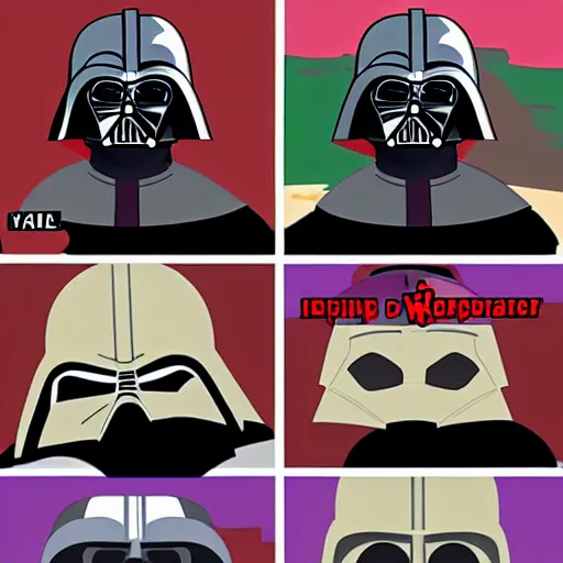 Prompt: Darth Vader laughing, in the style of South Park