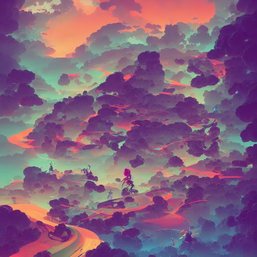 Image similar to a micro-service deployed to a datacenter, road, connector, defence, wall, cloud, security, cyber, attack vector, trending on Artstation, painting by Jules Julien, Leslie David and Lisa Frank and Peter Mohrbacher and Alena Aenami and Dave LaChapelle muted colors with minimalism