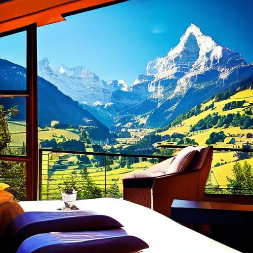 Prompt: “luxury hotel in Switzerland on the mountains”