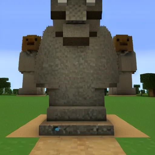 Image similar to moai statue built in minecraft, screenshot