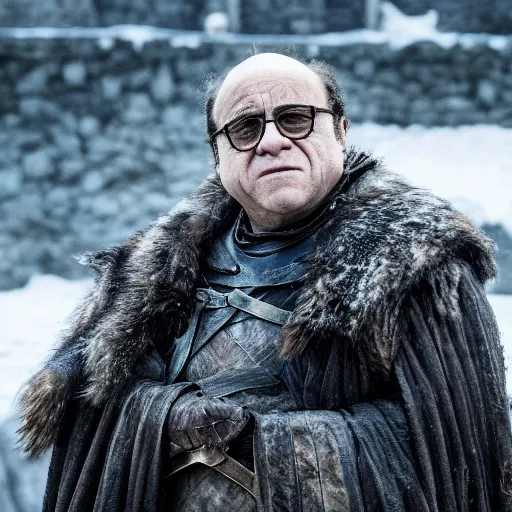 Prompt: Danny Devito in Game of Thrones, 4K, epic, cinematic, focus, movie still, fantasy, serious, extreme detail, atmospheric, dark colour, sharp focus