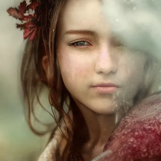 Image similar to beautiful aerith gainsborough in real life, face centered portrait, cottagecore, confident, fog, rain, volumetric lighting, beautiful, golden hour, sharp focus, ultra detailed, cgsociety by leesha hannigan, ross tran, thierry doizon, kai carpenter, ignacio fernandez rios