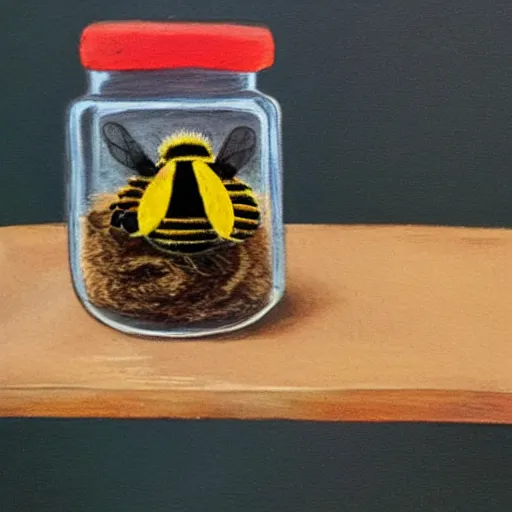 Prompt: a bee in a jar