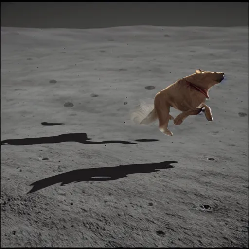 Prompt: a dog dancing on the moon, realistic, 8 k