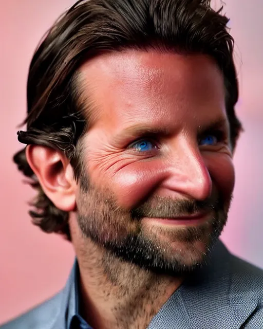 Prompt: close - up of bradley cooper playing a blonde superhero without his beard