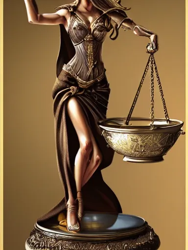 Image similar to lady justice holding balance scales. intricate, elegant, highly detailed, digital painting, artstation, concept art, sharp focus, illustration, by justin gerard and artgerm, 8 k