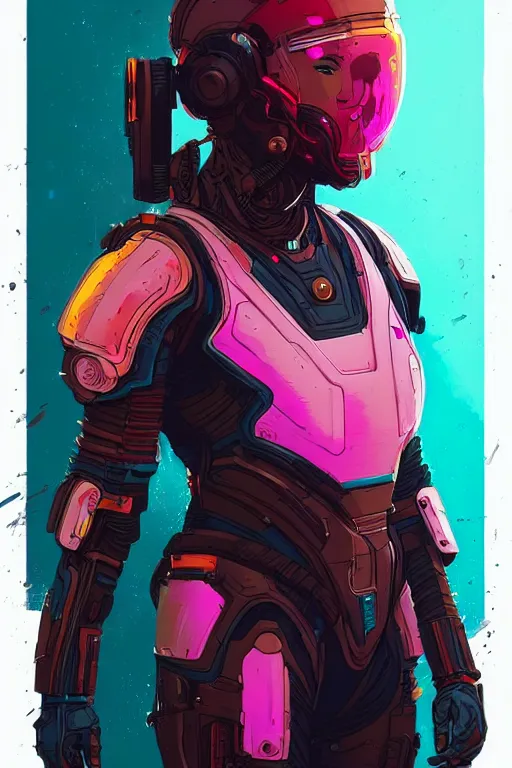 Image similar to portrait of a girl with a biomechanic armor in a colors explosion by Laurie Greasley and Greg Rutkowski , digital painting, highly detailed, trending on artstation