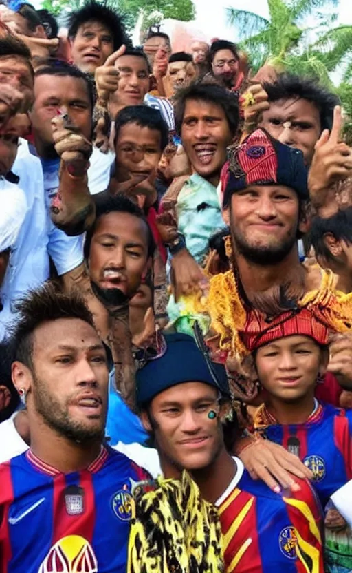 Prompt: neymar jr. with muori face tribals