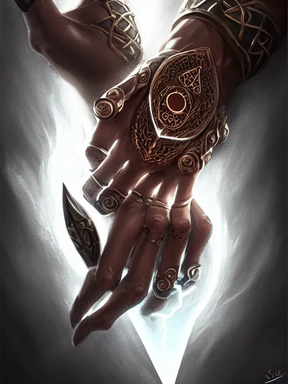 Image similar to symmetry!! intense fanart of a mage warrior as acotar protagonist, magic lightning ring, fireball hand, runic tattoos, intricate, elegant, highly detailed, digital painting, artstation, concept art, smooth, sharp focus, illustration, by cgsociety and stefan kostic and stanley lau and artgerm, gorgeous, elegant