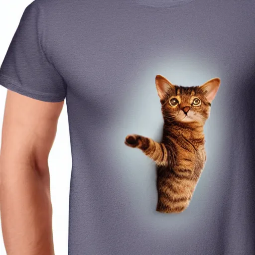 Image similar to cute cat in the pocket of a tshirt