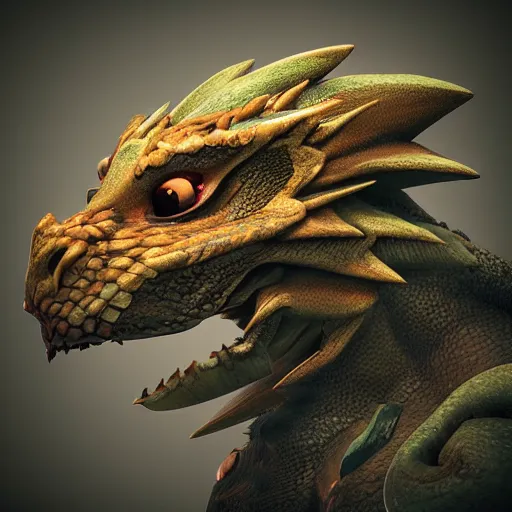 Image similar to “ a sad disappointed dragon sits and looks into a coffee mug, face portrait, unreal 5 engine render, concept art ”