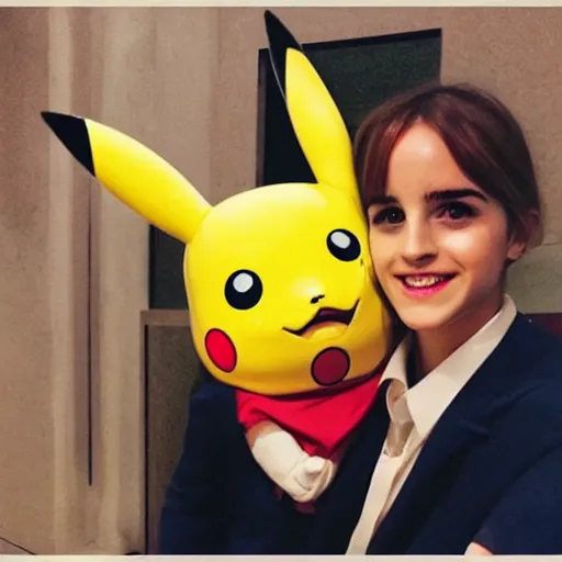 Image similar to photo of a pikachu with the face of emma watson