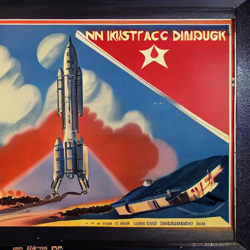 Image similar to [North Korean space mission, 1950 poster, very detailed, cinematic lighting, matte, sharp, photography]