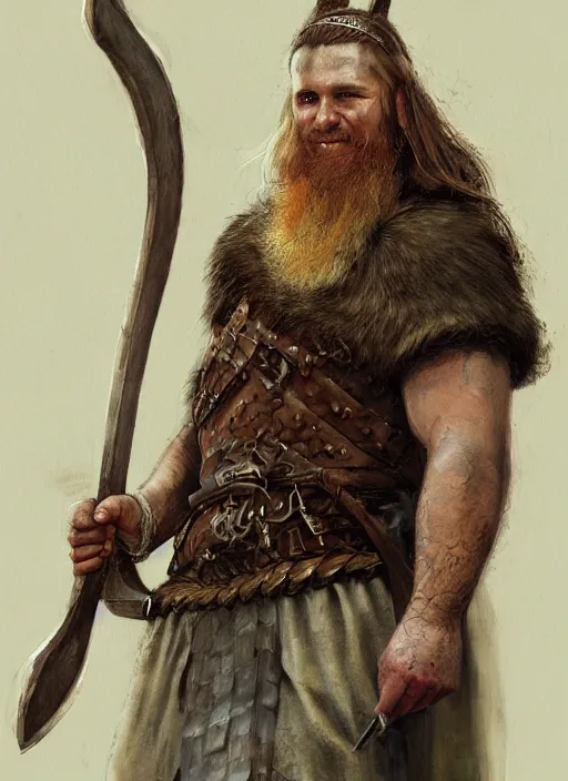 Image similar to ! dream highly detailed painting of a viking cleric warrior by jon foster, high fantasy, trending on artstation