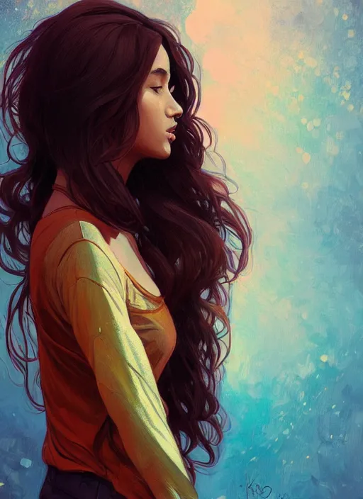 Image similar to handsome young black women with shoulder length brown hair, half body shot, path traced, highly detailed, high quality, digital painting, alena aenami, lilia alvarado, shinji aramaki, karol bak, alphonse mucha, tom bagshaw