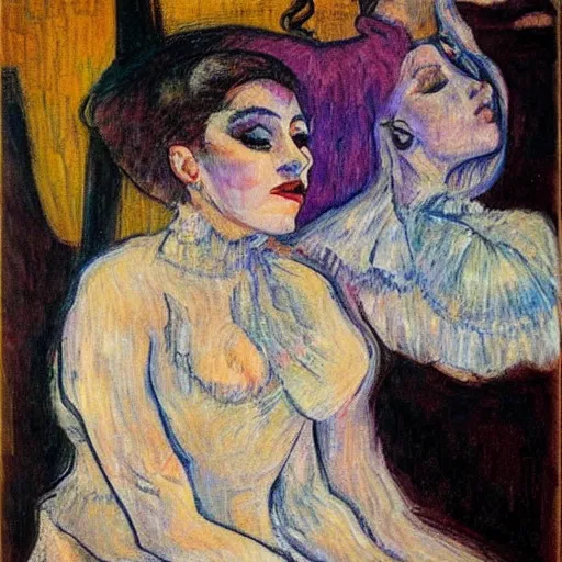 Prompt: oil canvas of lady gaga in concert, intricate, elegant, in the syle of toulouse - lautrec, trending on artstation