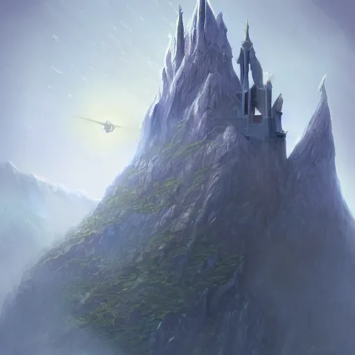 Prompt: mrs doubtfire as a sorcerer, mage tower far away, glacier landscape, d & d, fantasy, intricate, elegant, highly detailed, digital painting, artstation, concept art, matte, sharp focus, illustration, art by hayao miyazaki