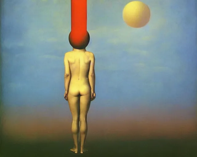 Image similar to change by rene magritte and beksinski, hybrid stylistic creation