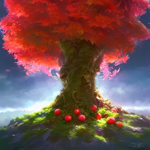 Image similar to tree that looks like fruits, made by stanley artgerm lau, wlop, rossdraws, james jean, andrei riabovitchev, marc simonetti, yoshitaka amano, artstation, cgsociety