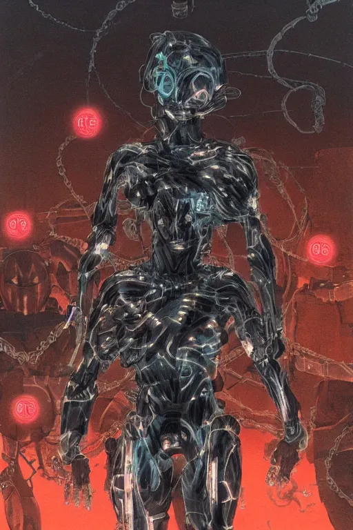 Prompt: god arc soldiers in crynet nanosuit with biological muscle augmentation, at dusk, a color illustration by tsutomu nihei, tetsuo hara and katsuhiro otomo