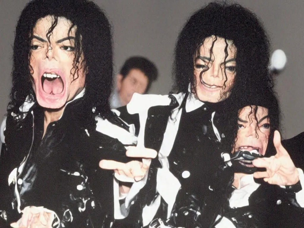 Image similar to michael jackson with an obscenely long tongue early 90s net art