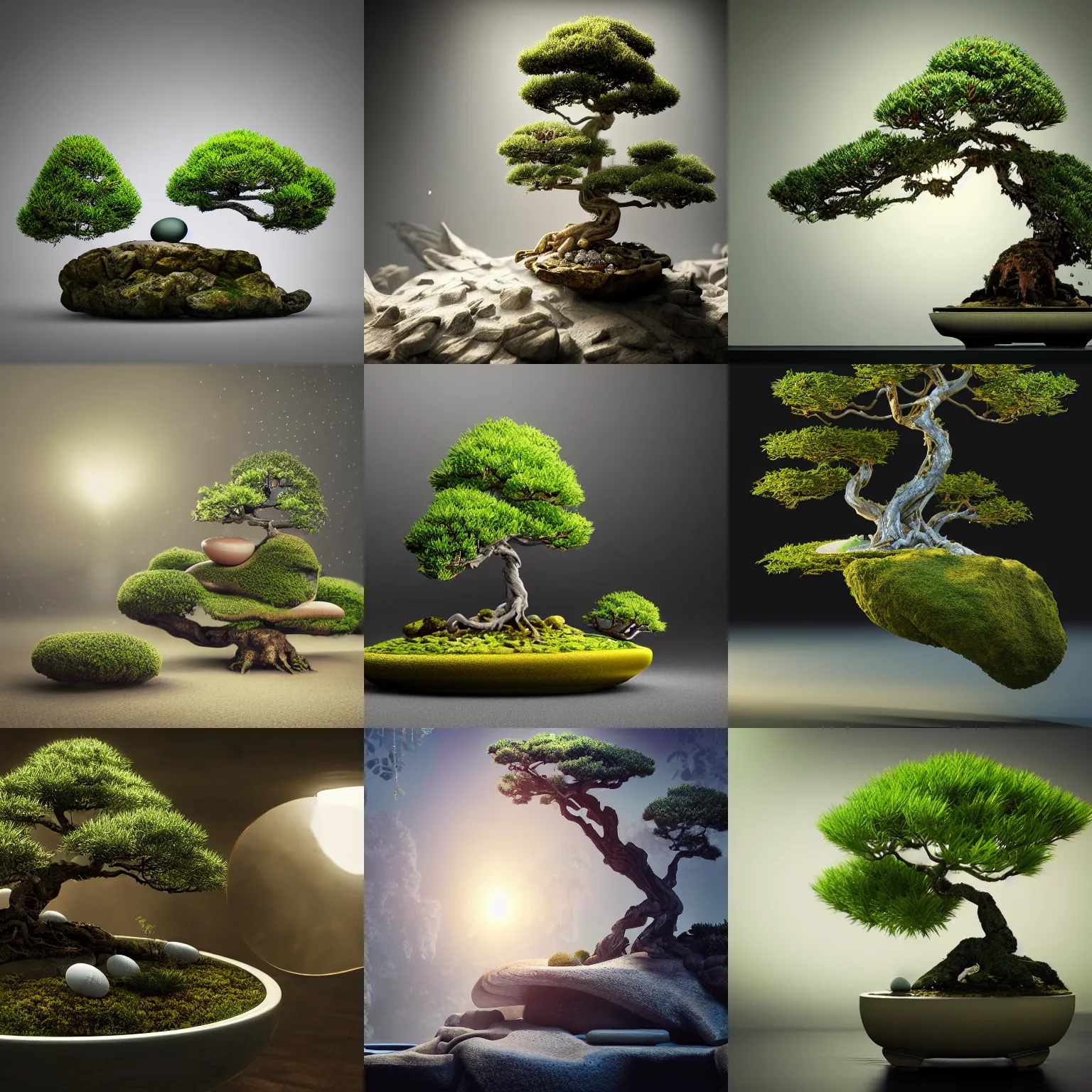 Prompt: cracked eggshell with bonsai tree inside, intricate detail, volumetric lighting, epic composition, hyper detailed, ultra realistic, sharp focus, octane render, volumetric, ray tracing, sense of awe, swirling mist, 4 k