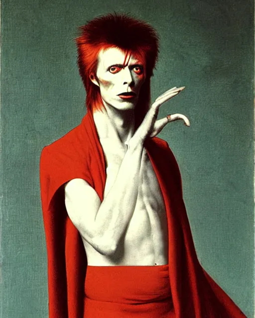 Prompt: david bowie as morpheus by jean auguste dominique ingres