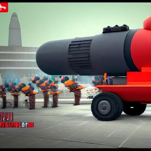 Image similar to HIMARS multiple rocket launcher system stylized caricature in Big Hero 6 (2014), animated cinematography 3D CGI movie