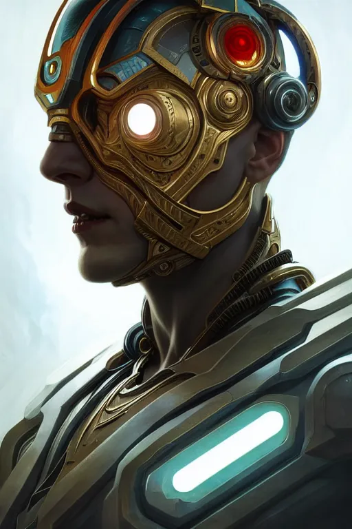 Image similar to symmetry!! portrait of cyborg loki in the style of god of war, machine parts embedded into face, intricate, elegant, highly detailed, digital painting, artstation, concept art, smooth, sharp focus, illustration, art by artgerm and greg rutkowski and alphonse mucha, 8 k