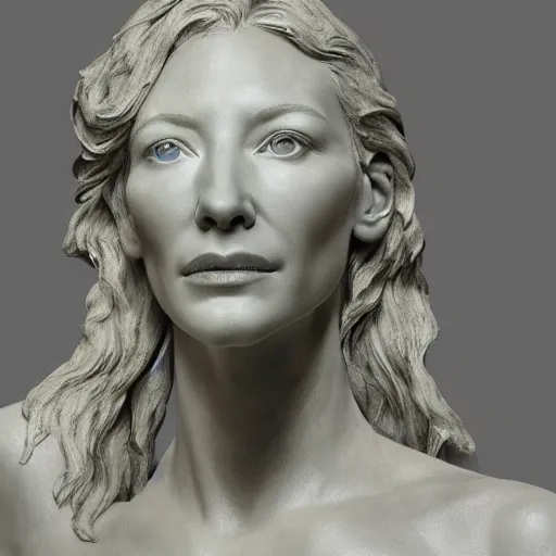 Prompt: sculpture of cate blanchett ,victorious , by Augusts Rodin,hyper detailed, photorealism