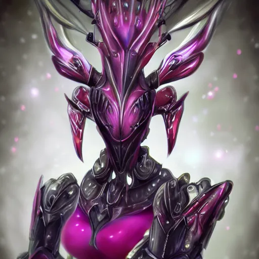 Prompt: highly detailed realistic exquisite fanart, of a beautiful female warframe, but as an anthropomorphic elegant robot female dragoness, glowing eyes, shiny and smooth off-white plated armor, bright Fuchsia skin beneath the armor, sharp claws, robot dragon four fingered hands, and robot dragon three clawed feet, royal elegant pose, full body and head shot, epic cinematic shot, professional digital art, high end digital art, DeviantArt, artstation, Furaffinity, 8k HD render, epic lighting, depth of field