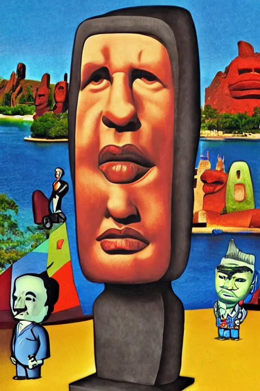 caricature cartoon moai statue popart slap face, Stable Diffusion