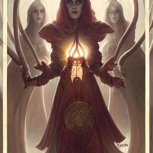Image similar to female acolytes around demonic summoning circle summoning a demon knight. incredible detail. by tom bagshaw and by magali villeneuve and by wlop