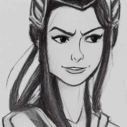 Image similar to milt kahl sketch of victoria justice as princess padme from star wars episode 3