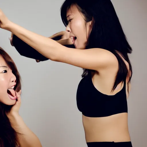 Image similar to brunette woman fighting chinese woman