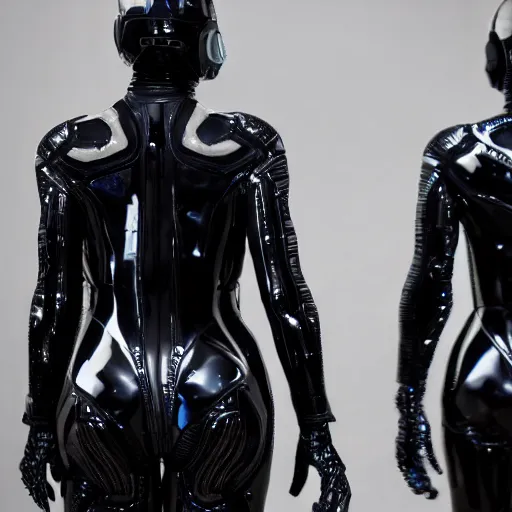 Prompt: love, diverse black cybersuits, from behind, connection rituals, wide wide angle, vivid, elaborate, highly detailed, beautiful lighting