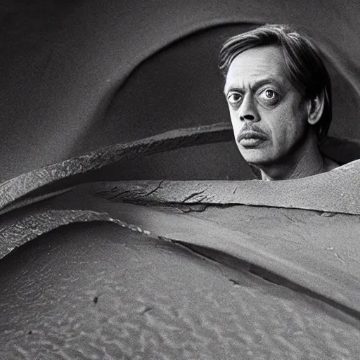 Prompt: photo of Steve buscemi as a sandworm from Dune, sharp lighting, high contrast