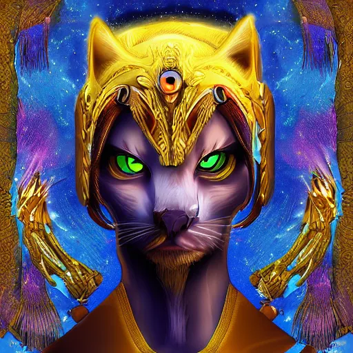 Image similar to god of cats, digital art