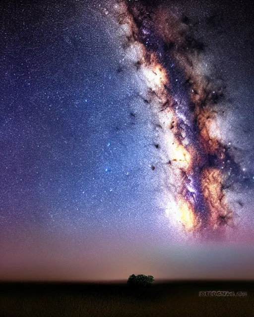 Image similar to there is a man under the milky way, photography, fine details. night setting ， trending on art station