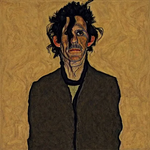 Prompt: portrait of keith richards by egon schiele in the style of greg rutkowski