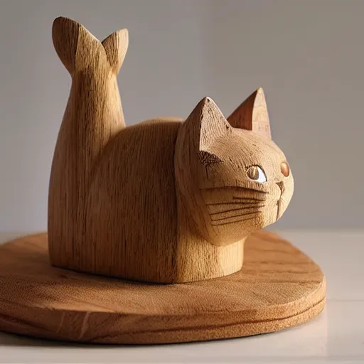 Image similar to wooden statue of a cat on bread