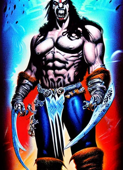 Image similar to lobo from dc comics movie poster art by jim warren