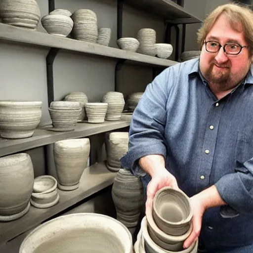 Image similar to Gabe Newell doing pottery