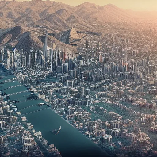 Prompt: prediction of los angles during the end of the world, dramatic, drone view, intricate, 8k high detail, lovecraftian artstyle