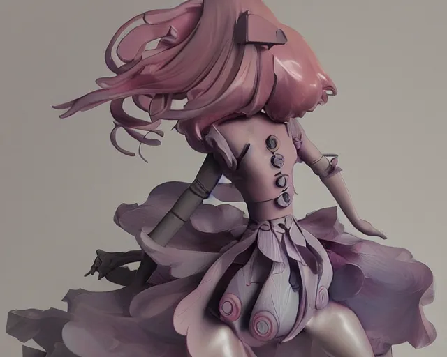 Image similar to James Jean isolated magical girl vinyl figure, figure photography, smooth sharp focus, dynamic pose, holographic undertones, anime stylized, high detail, ethereal lighting - H 640