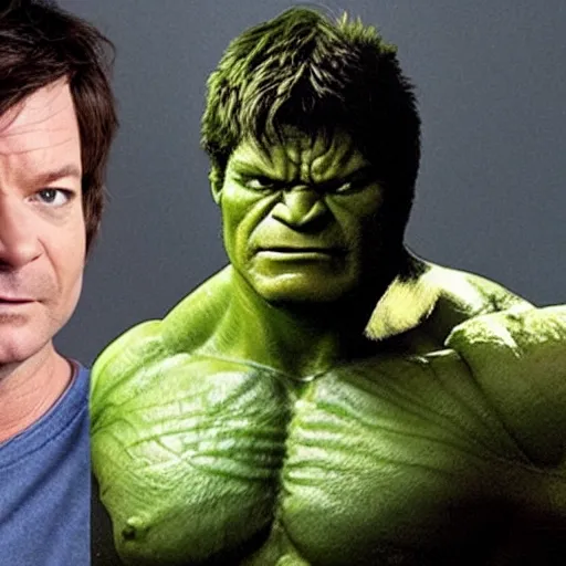 Image similar to Jason Bateman as the hulk